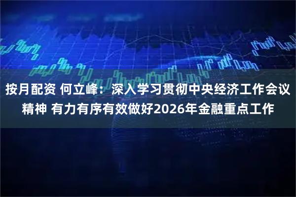 按月配资 何立峰：深入学习贯彻中央经济工作会议精神 有力有序有效做好2026年金融重点工作